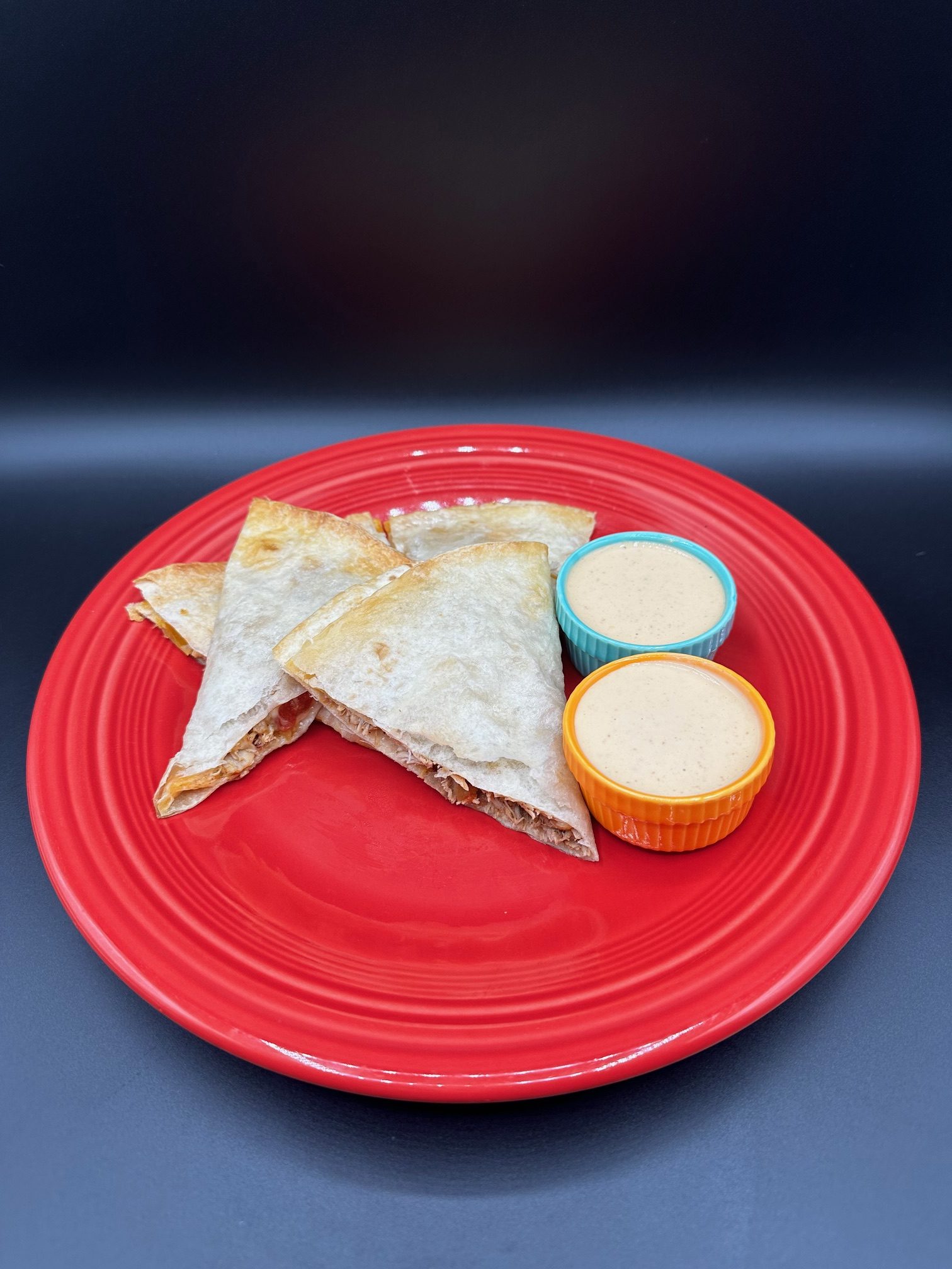 Slow Cooker Chicken Quesadilla with Sriracha Dip