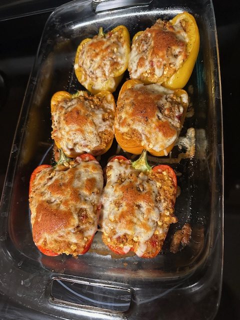 Curried Chicken and Cottage Cheese Stuffed Peppers (Capsicum)