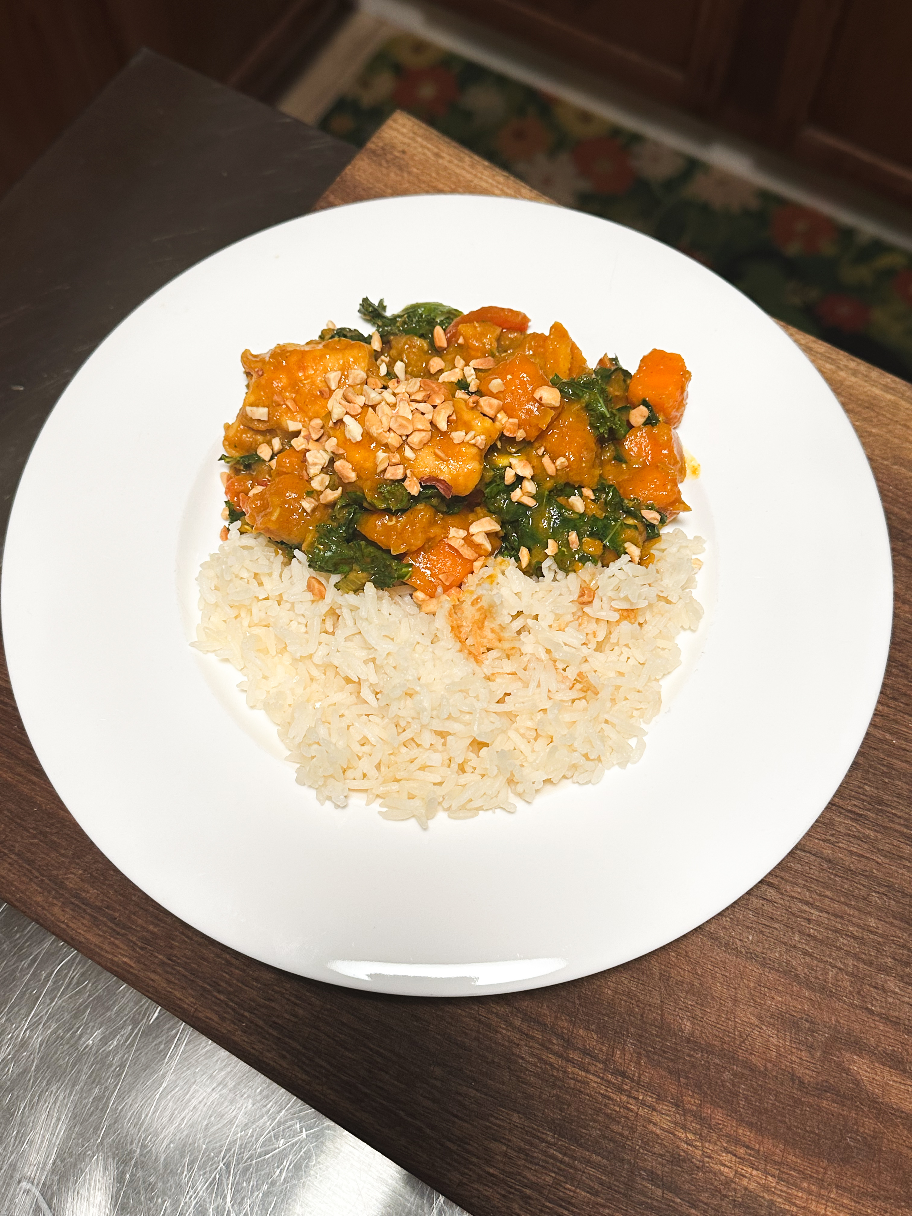 Red Coconut Curry Chicken with Sweet Potato and Lentils